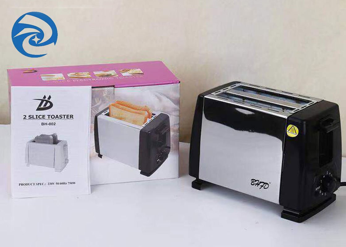 220V 750W ব্রেড টোস্টার 2 স্লাইস স্টেইনলেস স্টিল 6 গতি